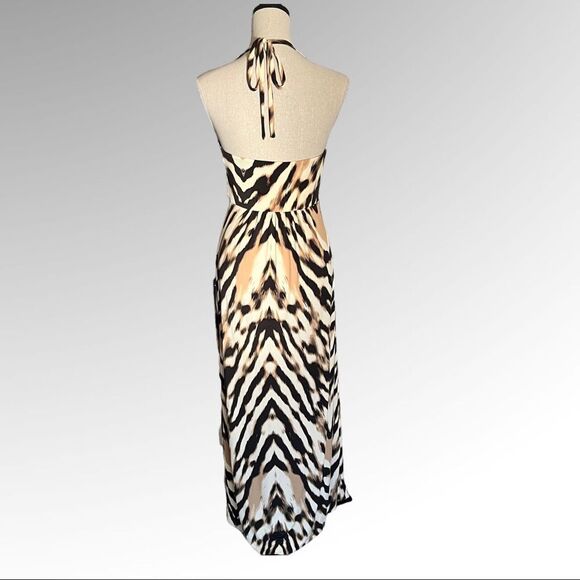 New York and Company Maxi Halter Animal Print Dress Size Medium - Picture 4 of 8